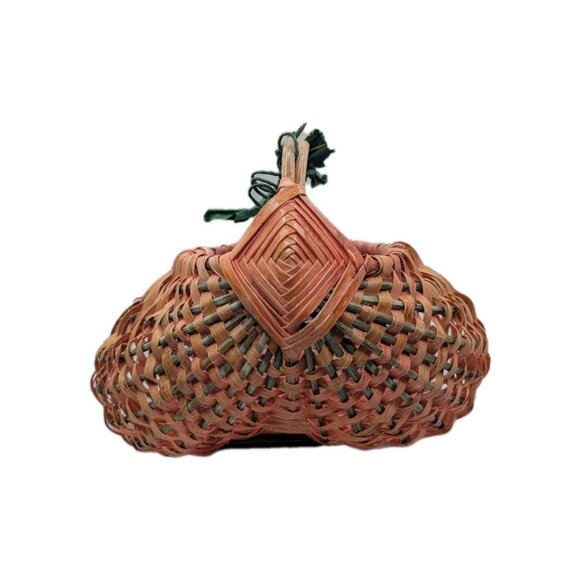 Basket Buttocks lightweight colorful woven w/ faux leaf vine Primitive Farmhouse - Picture 5 of 16